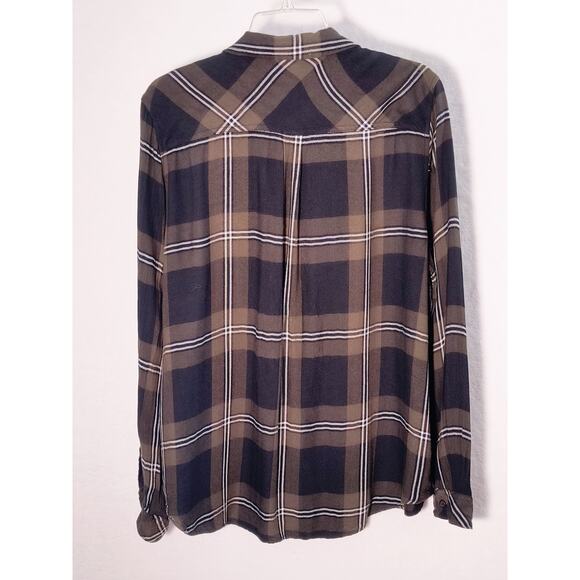 BeachLunchLounge Button Up Shirt Wmn's Sz XL Brown Check Long Sleeve - Picture 12 of 13